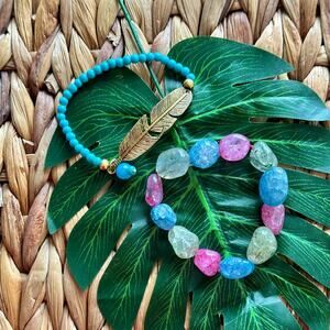 BOGO FREE BEADED BRACELET BUNDLE LOT FEATHER